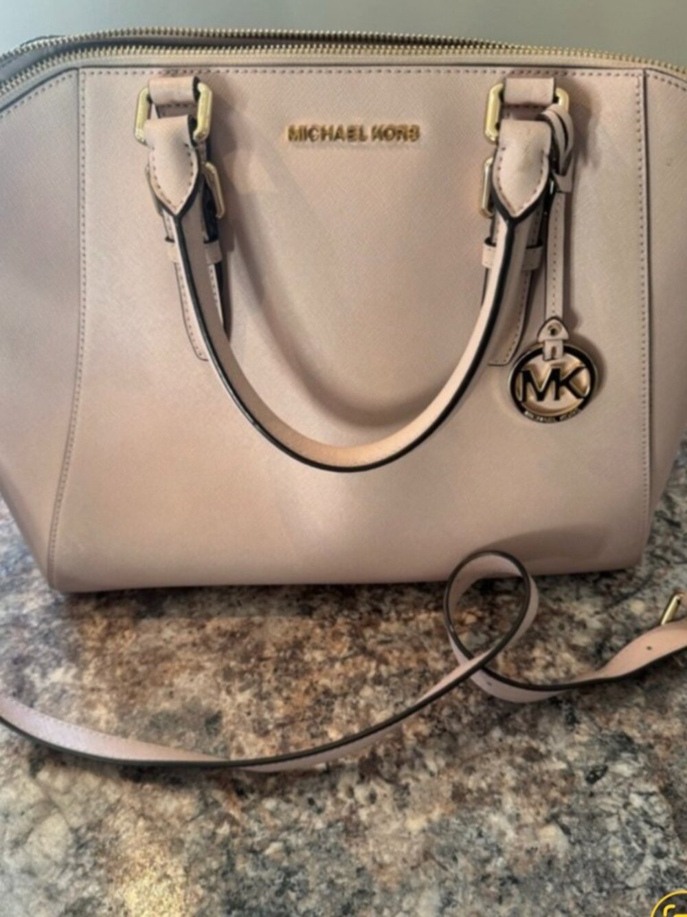 Michael Kors Pale Blush Satchel with MK Charm